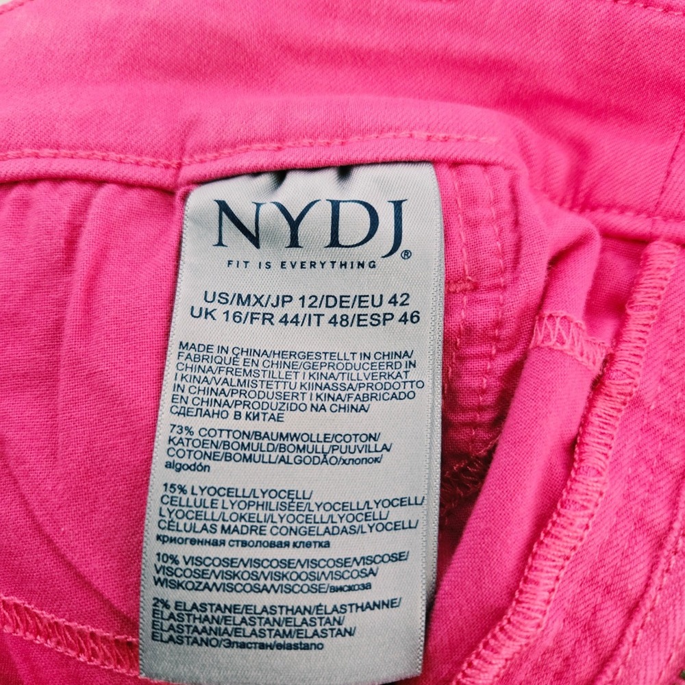 NYDJ Pink Pants Marilyn Jeans Size 12 Pink Lift Tuck Stretch Denim Pants #1045 - Picture 9 of 9